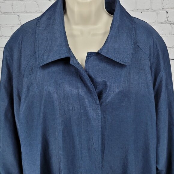 VTG Komitor Navy Buttoned Removable Liner Pockets Trench Coat 20W - Picture 9 of 16